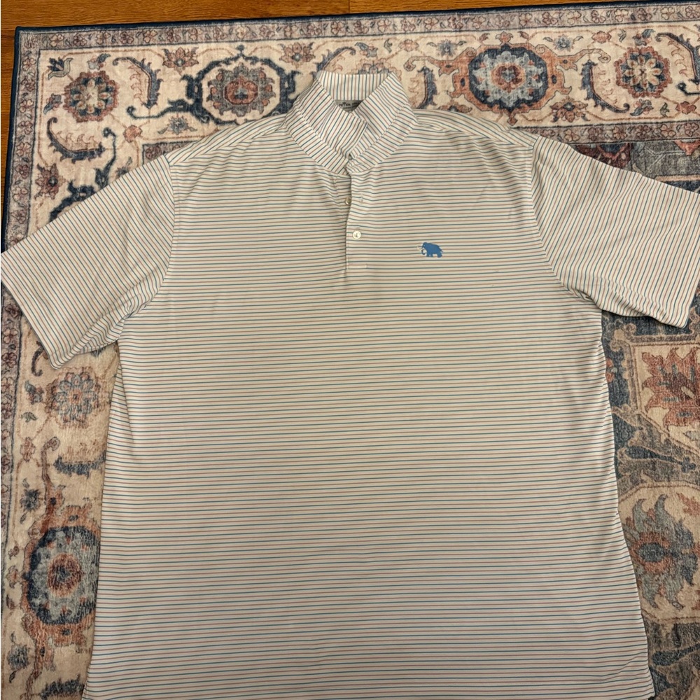 Peter Millar Men's Polo Shirt - Blue and White Stripes
